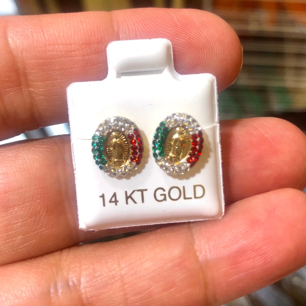 14 Karat Solid Yellow Gold  Religous Earring.